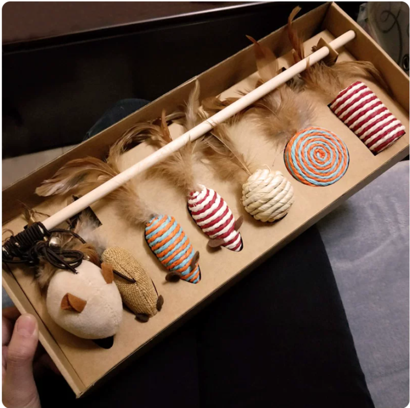 貓玩具羽毛逗貓棒耐咬磨牙棒幼貓自嗨解悶套裝小貓咪消耗體力用品