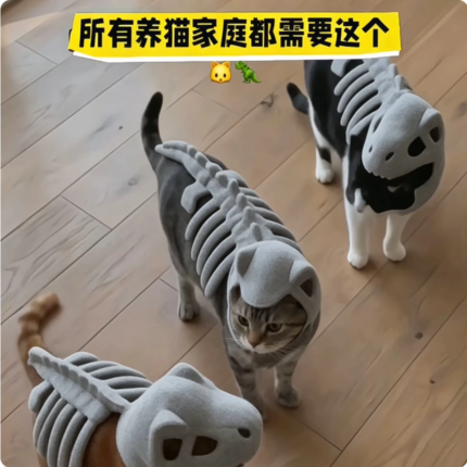 【貓龍~】恐龍骨架寵物衣服創意趣味會發光貓貓面具搞怪寵物頭套