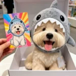 新款狗狗頭套鯊魚寶寶頭寵物玩偶頭套毛絨公仔秋冬頭套裝飾品 2