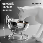 閆小福貓碗不鏽鋼貓食盆貓咪食碗飯碗喝水碗糧碗狗碗斜口保護頸椎 5