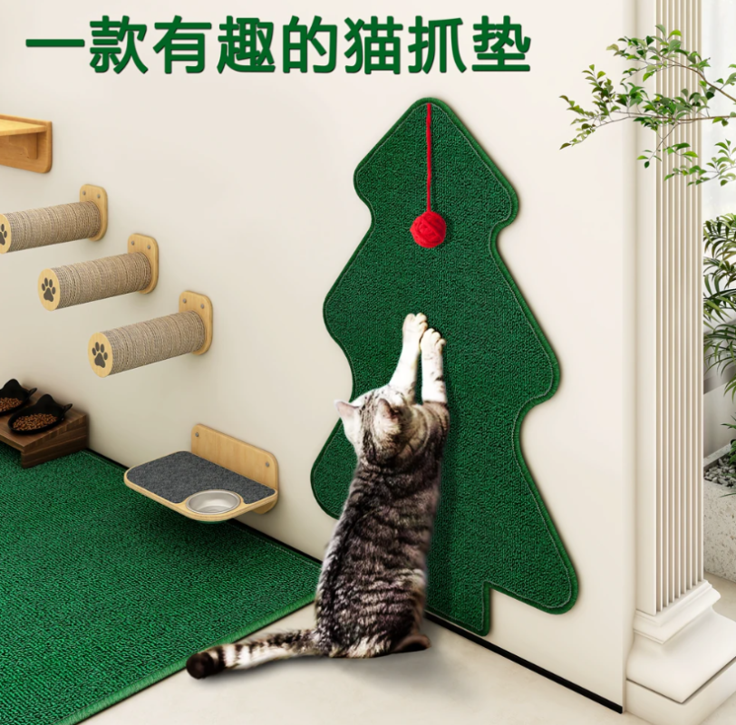貓抓墊貼牆貓抓板磨爪耐磨仿劍麻不掉屑立式上牆貼聖誕樹粘牆防抓