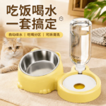 寵物碗貓碗狗盆狗碗貓盆貓糧狗糧貓咪水碗一體不鏽鋼寵物用品自動 1