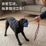 狗狗拔河玩具球鈴鐺跳跳球橡膠咬不爛麻繩磨牙逗狗神器寵物巡迴球 3